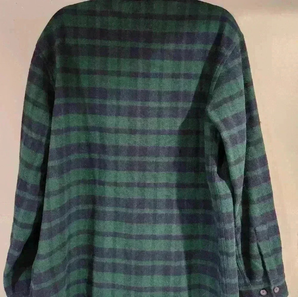 Vintage L.L. Bean plaid Men's flannel shacket green and dark blue 85% Wool sizeM - Picture 2 of 3